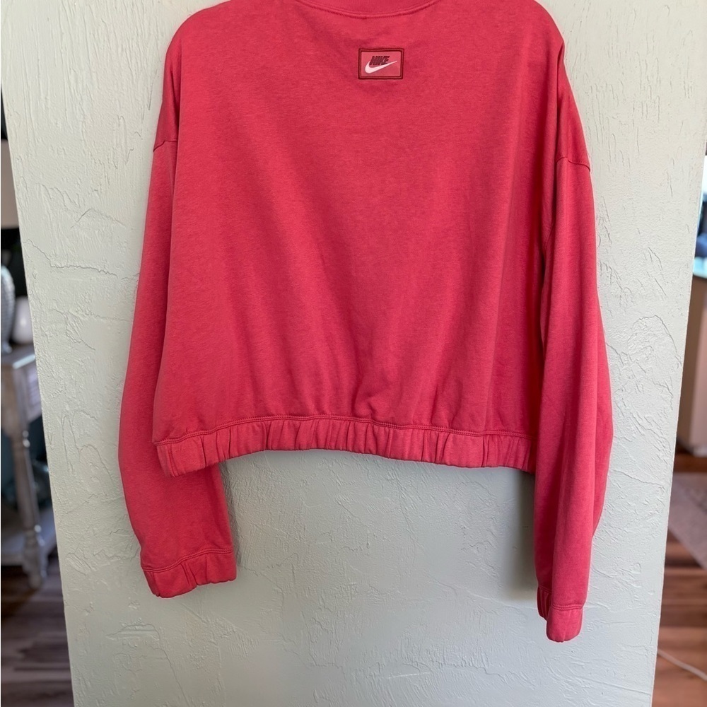 NIKE Womens Icon Clash pink Cropped over-sized Sweatshirt size XL - Picture 5 of 8